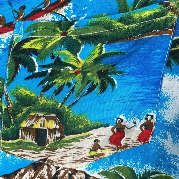 BANEE Vtg Camp Collar Shirt Blue Tropical Print Short Sleeve Rayon Hawaiian S - Picture 6 of 12